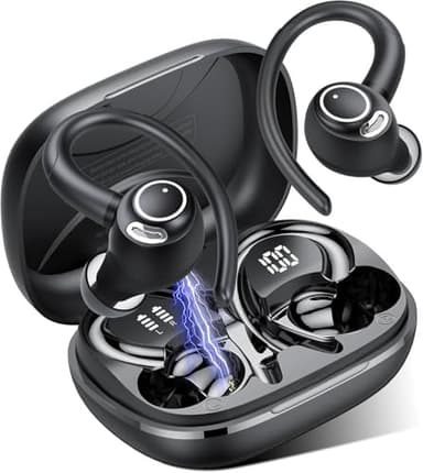 ワイヤレスイヤホン Bluetooth5.4 耳掛けイヤホン ENCノイズキャンセリング HiFi マイク付き 2026最新 AAC対応 低遅延 自動ペアリング 片耳両耳対応 ズレ落ちにくい 最大48時間再生 LEDディスプレイ Type-C急速充電 IPX7防水 軽量 小型 iOS Android対応 通勤 通学 ランニング スポーツ WEB会議