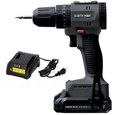 髙儀(Takagi) EARTH MAN SHARE LINK 18V 充電式 ブラシレス 振動ドリル 電動ドリル ネジ締め 電動工具 無段変速 クラッチ機能付き 共通2.0Ahバッテリー・充電器付 コンクリート穴開け ブラック×グレー×レッド SL-BDR40-AS