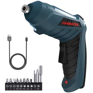 HANMATEK 電動ドライバー 小型 電動ドリル コードレス 3.6V 1500mAh 正逆転可能 照明機能付き 10本ビット DIY 家具組み立て 工具セット初心者向け ES1 日本語説明書