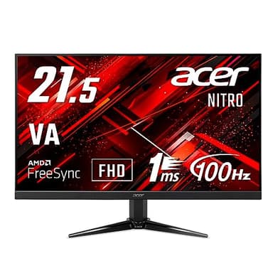 日本エイサー 【Amazon.co.jp限定】 Acer Nitro ゲーミングモニター 21.5インチ VA 非光沢 フルHD 100Hz 1ms(VRB) HDMI ミニD-Sub15 VESAマウント対応 スピーカー内蔵 ヘッドホン端子 AMD FreeSync QG221QHbmiix PC/PS4/Switch向き